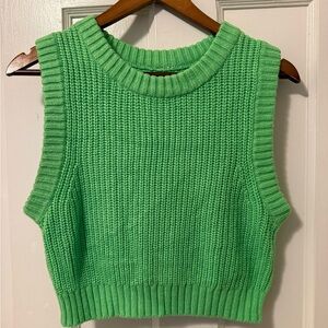 Green Knit Sleeveless Sweater